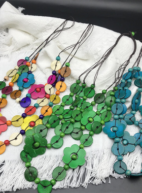 necklace沙滩木质项链棉麻风复古