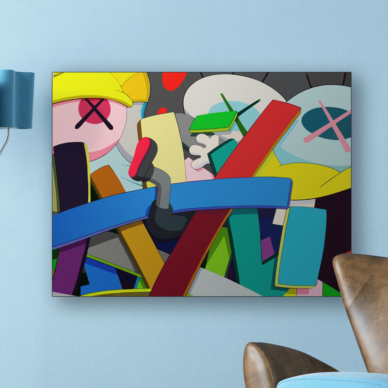 陷阱kaws大幅面无框画个性装饰画卡通动漫客厅卧室背景木框画