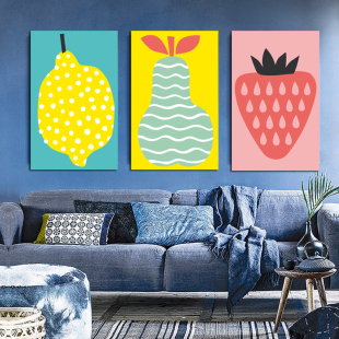 卡通水果大幅面装饰画 无框画 小清新宿舍民宿酒店油画布实木挂画