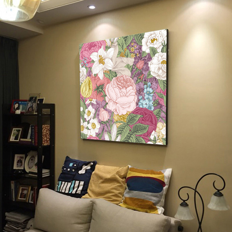 色彩花卉花朵插图商业装饰画 女士服装店美容院会所无框画背景画