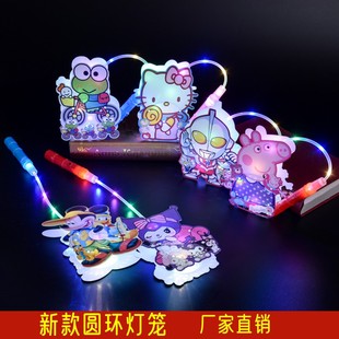 中秋节发光卡通手提灯笼小朋友兔子灯正月十五花灯儿童透明地摊夜