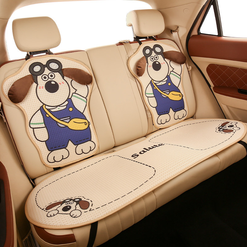 卡通掌门狗可爱女生汽车坐垫四季通用透气薄款座椅套夏天通风秋冬