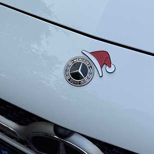 奔驰专属圣诞帽立车贴车圣诞节装D饰3磁吸车载000摆件创意标前体