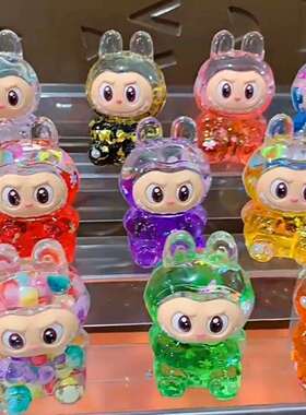 新款la布布可爱入油流沙光摆仔件玩超萌爆夜闪拉BGWbubu公大摆件