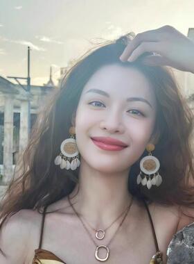 钟针 钟楚曦同款耳环编织耳饰耳坠耳旅KWO游度假耳饰品2025春夏新