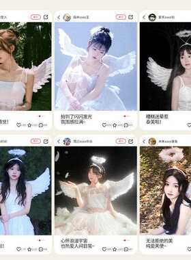 万圣节儿天KIR使翅膀道具 白色羽co翅膀 毛成人童s万圣节装扮