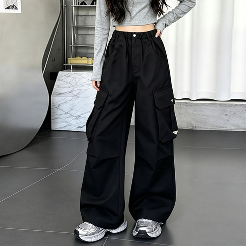 女童裤子2026新款洋气工装阔腿裤