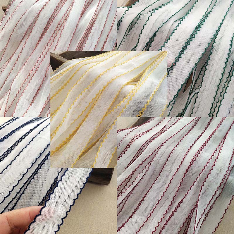 2.5CM宽好看波浪形芽芽刺绣网纱蕾丝花边 可以定制其他颜色推荐