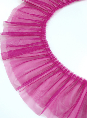 12CM宽灰色网纱工字褶柔软可接裙摆蕾丝花边带 服装辅料刺绣领花