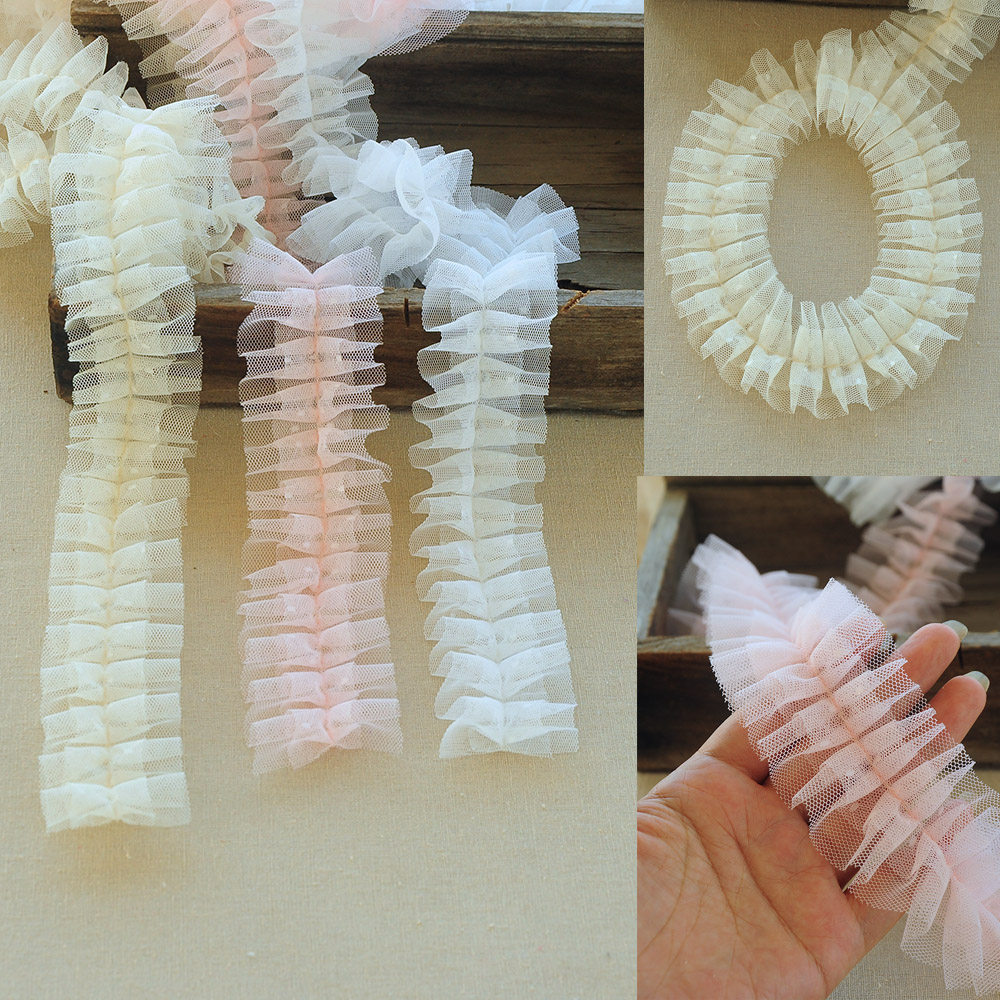 5新款提花宽褶蕾丝小花边 手工diy洛丽塔服饰裙子装饰白色辅料