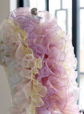 10CM欧根纱加密缩褶荷叶边蕾丝花边手工DIY挺括褶皱衣服装饰边