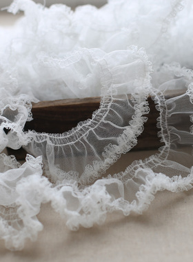 5cm宽网纱缩褶小花边 DIY服装帽子儿童袜子裙子布艺装饰材料蕾丝