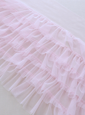 35cm袖子蕾丝蓬蓬纱花边布面料裙子宝宝蛋糕裙摆纱边粉色白色双12