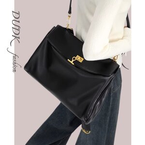 法国DUDK专柜正品真皮单肩斜挎包女高级感复古锁扣通勤百搭托特包