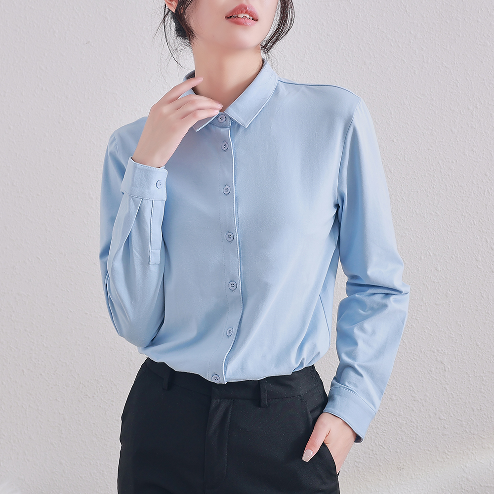 通勤OL长袖纯棉弹力衬衫