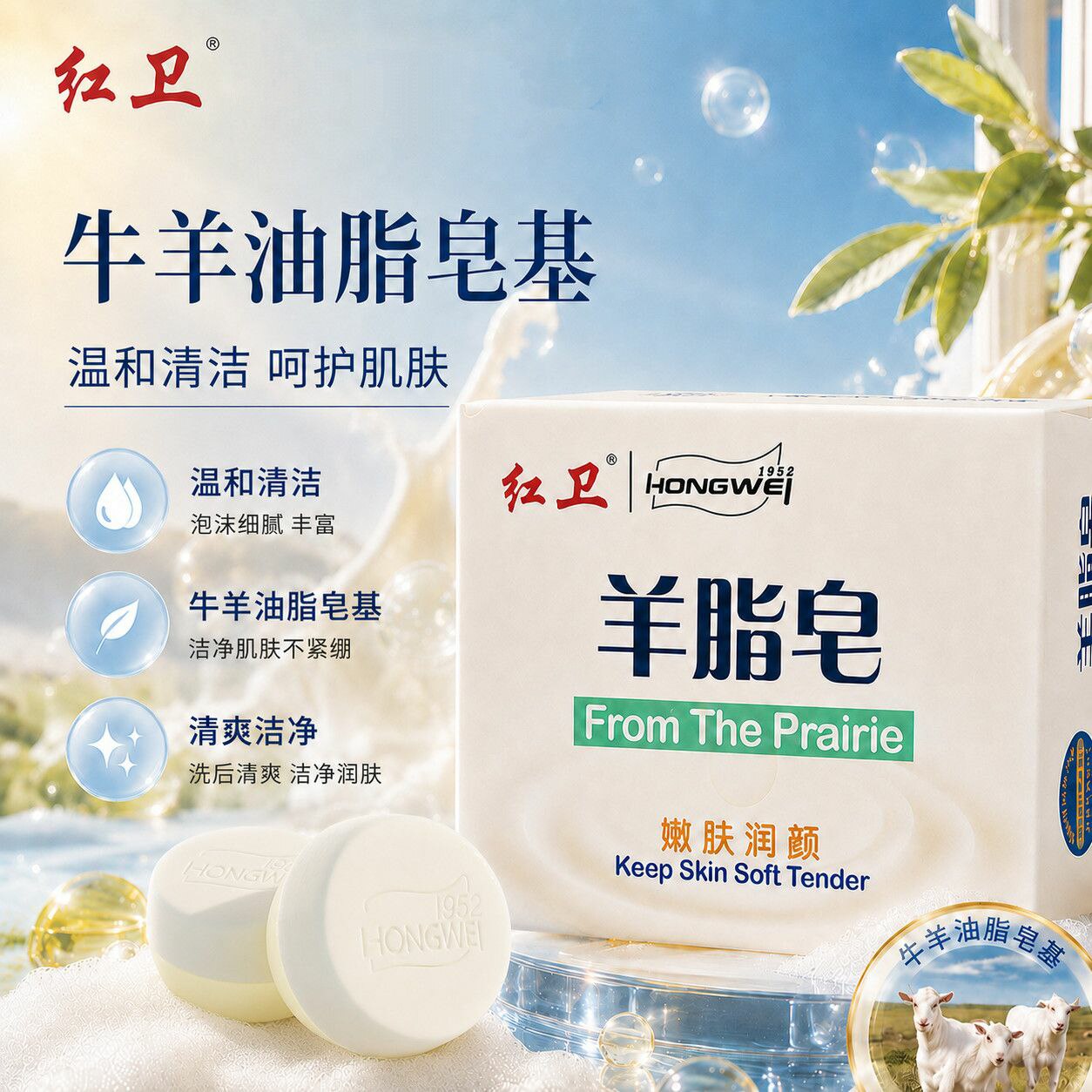 正品红卫羊脂皂控油洗脸皂学生洗澡沐浴清洁洁面皂国货老牌子香皂