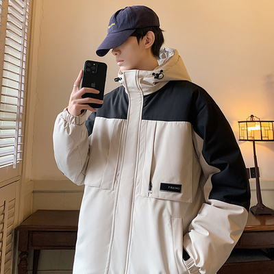 白鸭绒防风保暖拼接色冲锋衣