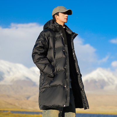 正品白鸭绒冬季中长款羽绒服男