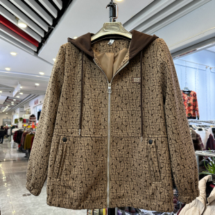 捡漏 印花休闲连帽短款 妈妈装 新款 外套减龄宽松夹克上衣 春季 断码