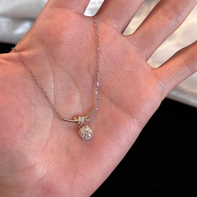 方钻开口笑纯银项链高级感