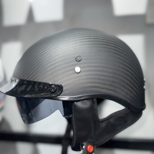 h2h摩托车头盔碳纤轻量级复古哈雷踏板挎子带太阳镜男女半盔帅气