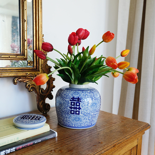 落日余晖款 橙红色软胶仿真郁金香4把20头组合装