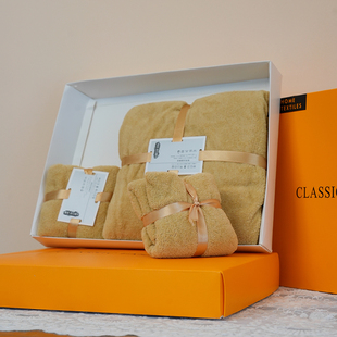 珊瑚绒毛巾礼盒装浴巾三件套毛巾洗脸面巾伴手礼洗浴毛巾浴巾