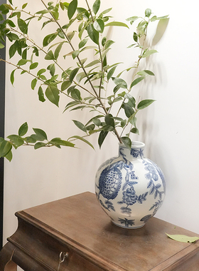 多子多福青花瓷花瓶装饰客厅插花入户玄关高级花器摆件