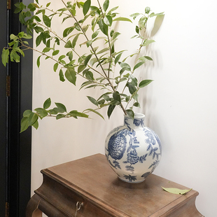 多子多福青花瓷花瓶装 饰客厅插花入户玄关高级花器摆件