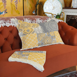 威廉花园棉麻枕巾双面双色