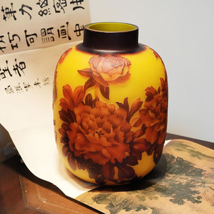 270 饰花瓶桌面摆件16281 欧式 高级套色手工雕刻牡丹花装