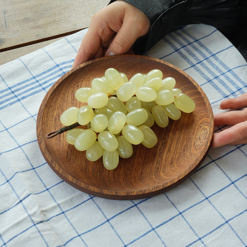 阿富汗玉石葡萄摆件装饰品 新中式样板房装饰 客厅茶具软装工艺品
