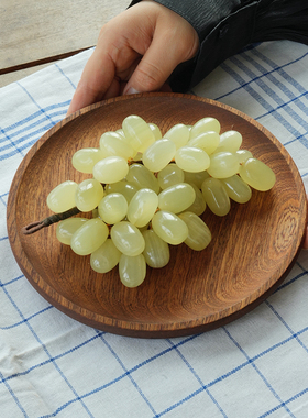 阿富汗玉石葡萄摆件装饰品 新中式样板房装饰 客厅茶具软装工艺品