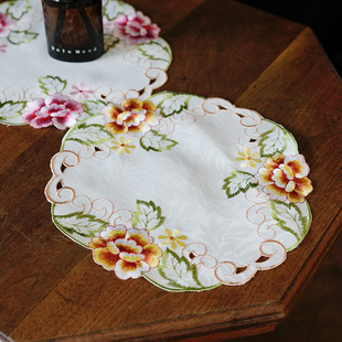 秘境玫瑰欧式 圆形刺绣餐垫