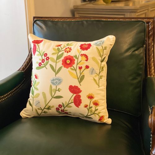 抱枕/pillow出口英国重工刺绣渐变滚边棉抱枕45*45cm