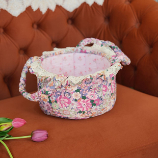 出口韩国收纳筐纯棉绗缝工艺