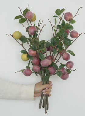 仿真水果李子桌面摆件花瓶装饰紫色黄色组合5支一组