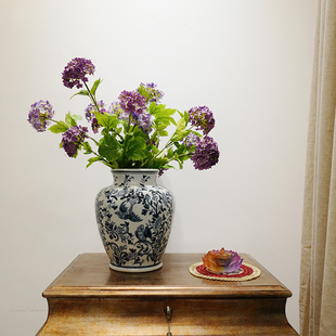 花鸟乌兰白釉青花瓷瓶家用客厅装 饰摆件入户玄关水培插花器