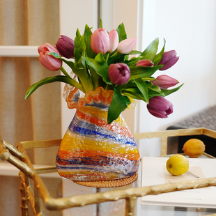 软胶保湿 饰摆件婚庆手捧花花器插花配件 手感郁金香仿真花家居装