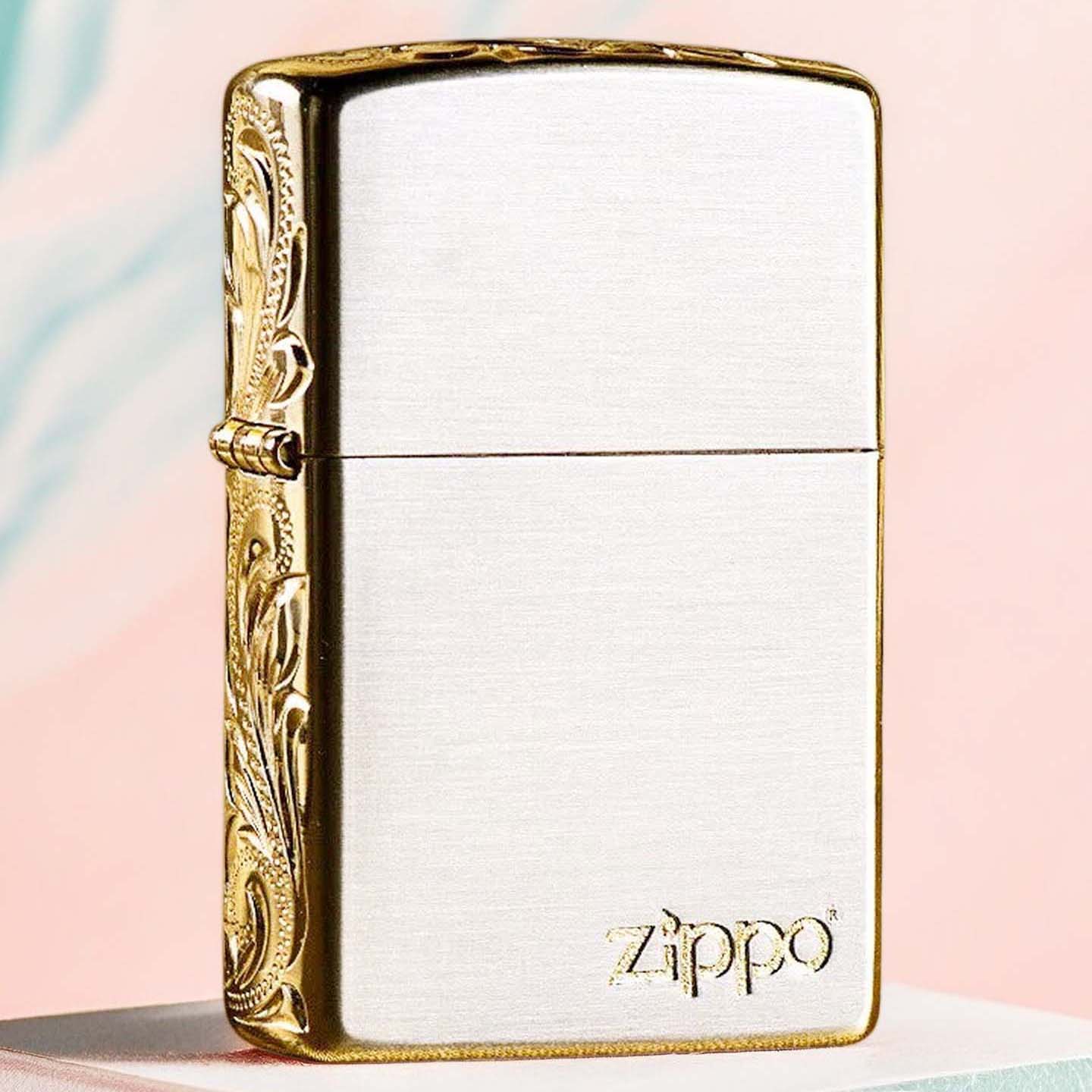 品zippo打火机镀金经典唐草标志