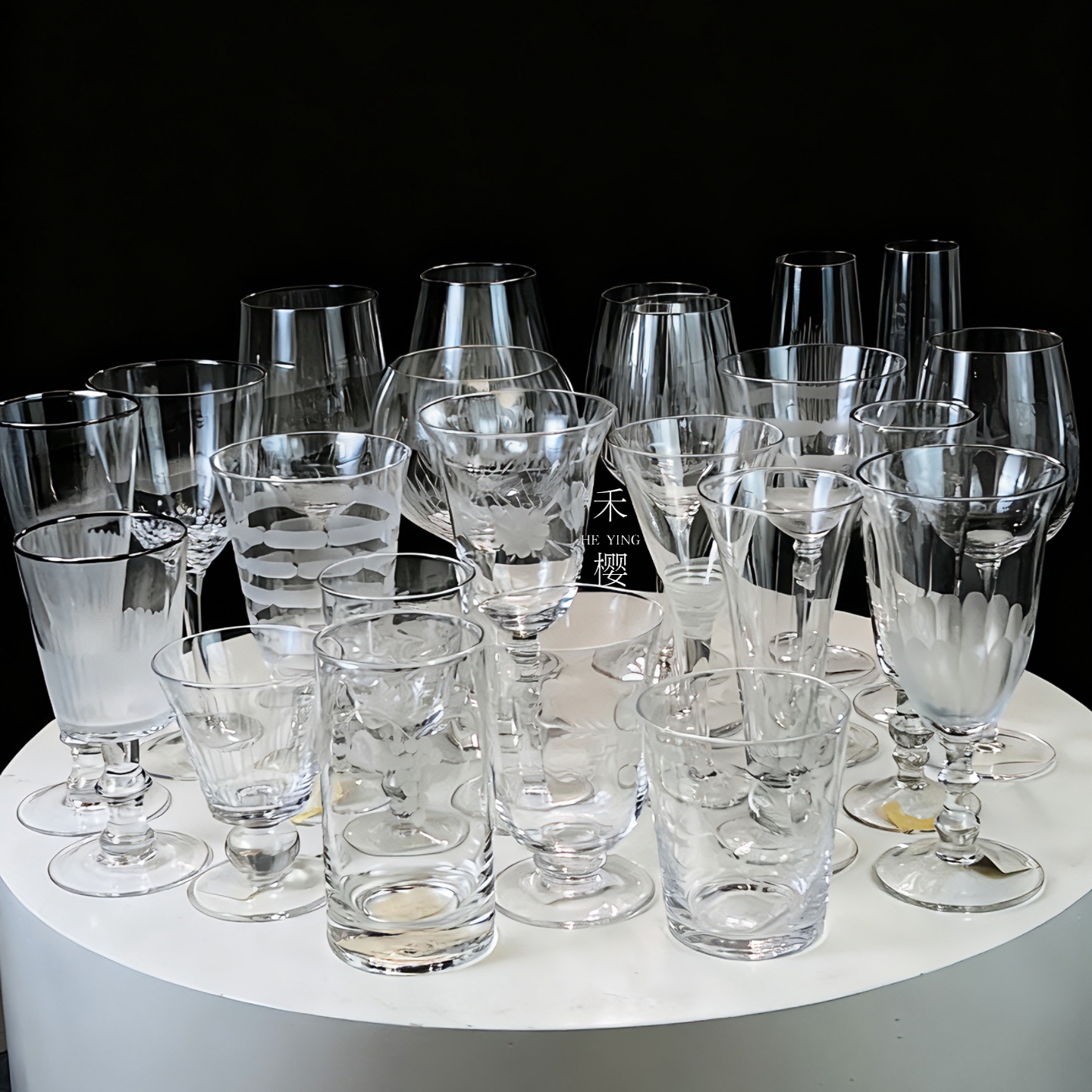 121禾樱外贸中古欧式小众设计感玻璃红酒葡萄酒香槟杯异形杯子控