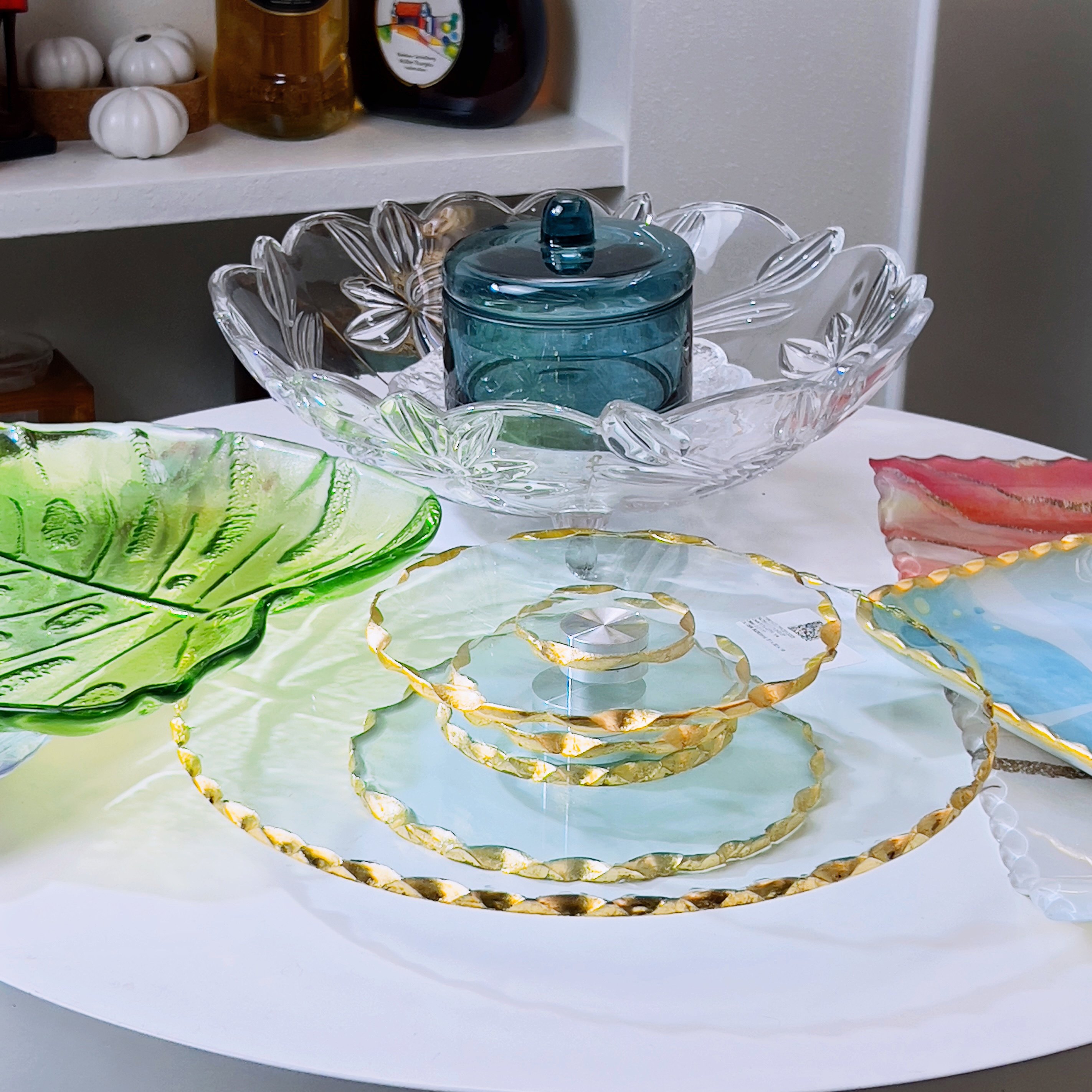 415禾樱外贸彩色玻璃水果盘创意新款高端客厅茶几零食盘子,餐饮具,果盆/果盘/果篮,淘宝优惠券,粉丝福利购,淘宝优惠卷