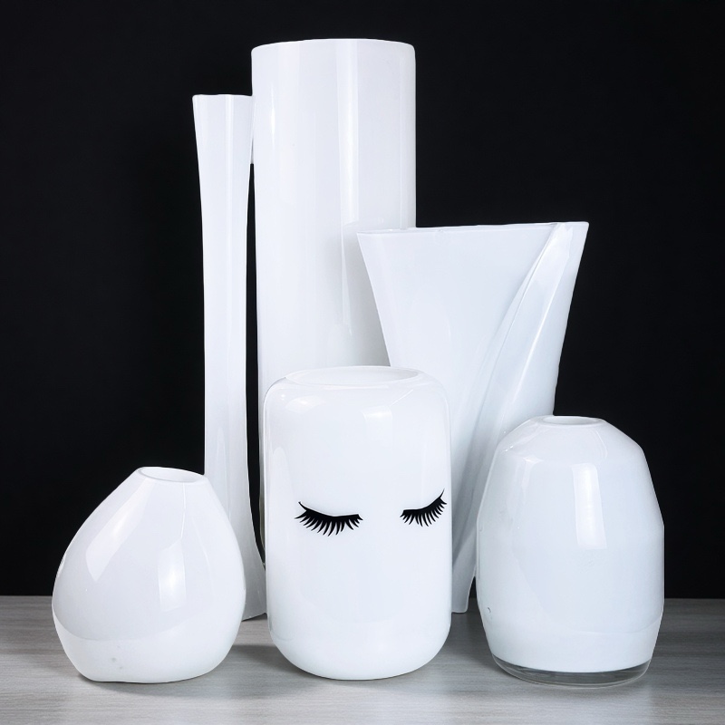 429禾樱北欧外贸出口套瓷玻璃花瓶创意新款家用客厅插花摆件