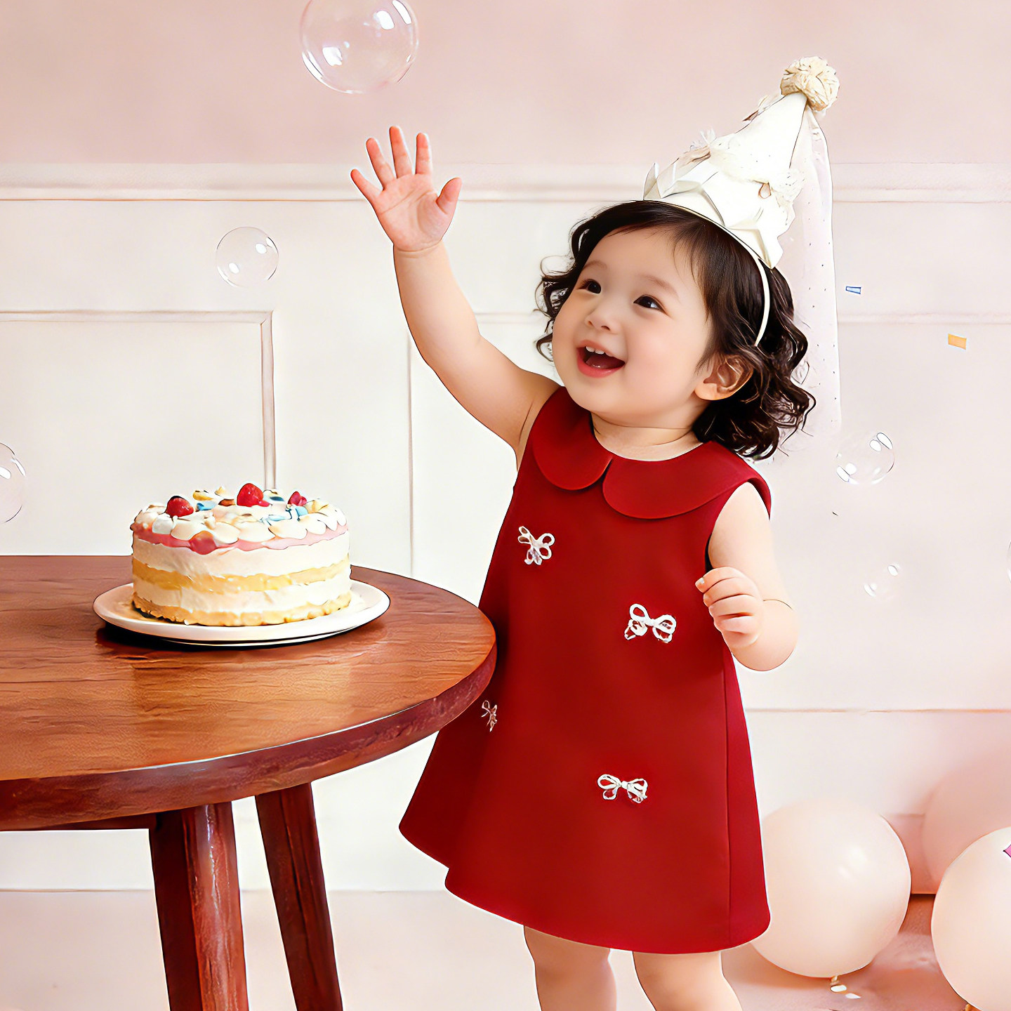 周岁女宝宝礼服夏红色2026新款爆款婴儿童裙子生日抓周宴女童衣服