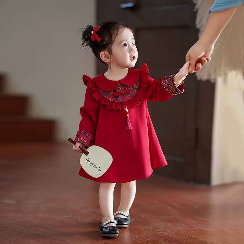 周岁女宝礼服红色衣服A类图片