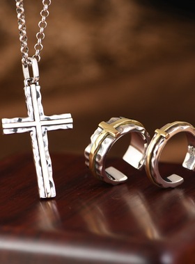 925银十字架吊坠个性男款