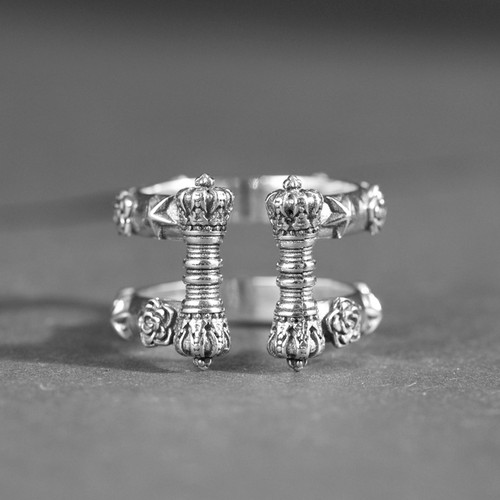 S925纯银复古做旧泰银金刚戒指