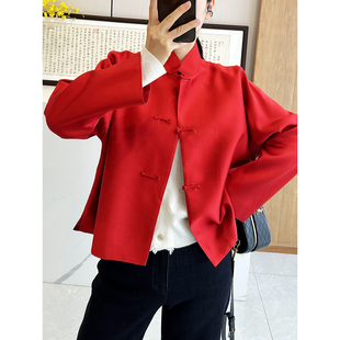 V5154 时尚巴黎的老店 惊艳！重磅真丝羊毛 新年红新中式盘扣外套