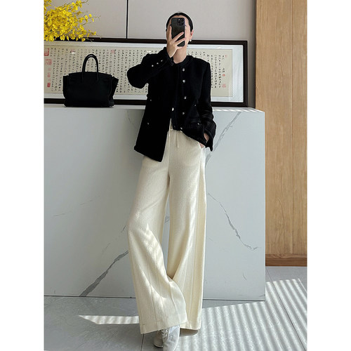 C4654 时尚巴黎的老店 好货 保暖更拉长腿 羊毛呢休闲阔腿裤 四色