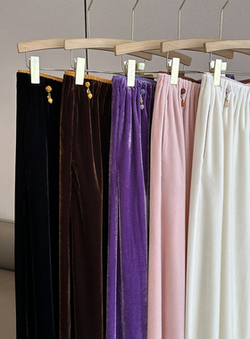 C4577 时尚巴黎的老店 美得不得了 拼色吊坠 新中式丝绒长裤 休闲